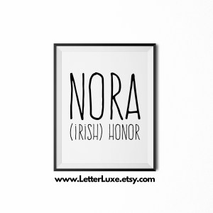 Nora Name Definition - Black Frame - Frente Font - Watermark