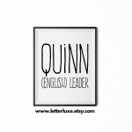 Quinn Name Meaning Poster Print - Black Frame - LetterLuxe Printable - Watermark