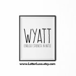 Wyatt Name Definition - Black Frame - Frente Font - Watermark